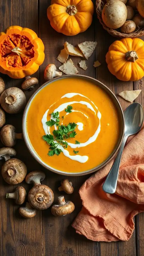 pumpkin mushroom hearty soup