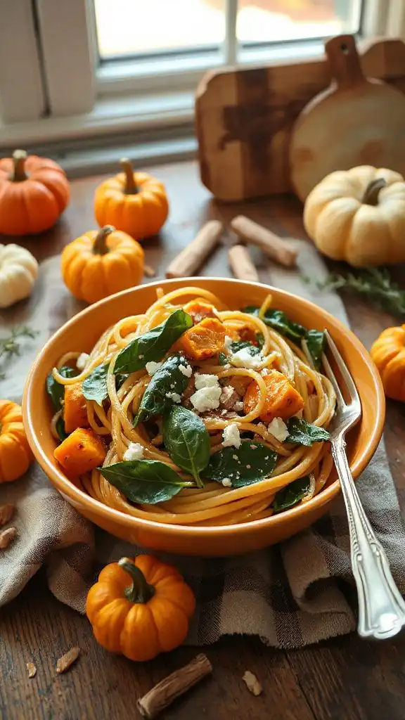 pumpkin pasta with spinach pumpkin pasta with spinach