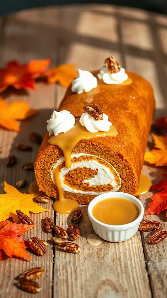 pumpkin roll with dulce de leche