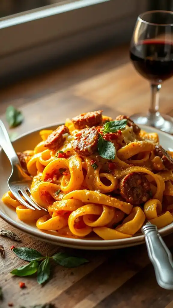 pumpkin sausage pasta dish