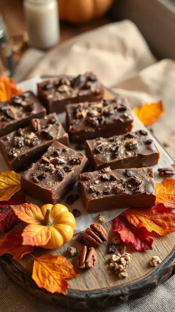pumpkin spice chocolate fudge bars