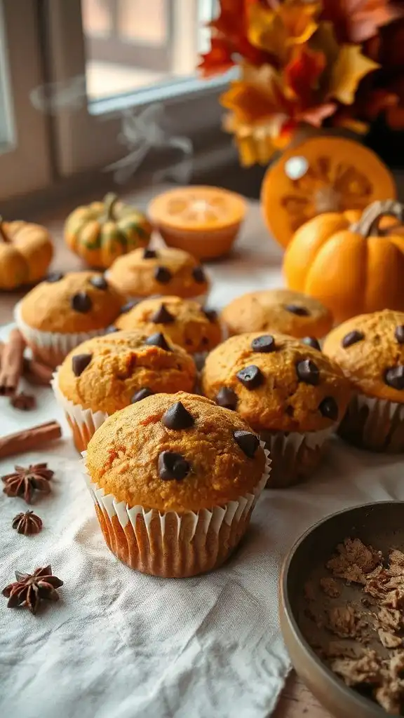 pumpkin spice chocolate muffins