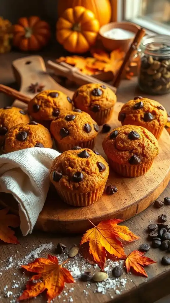 pumpkin spice chocolate muffins