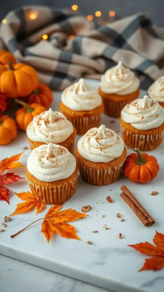 pumpkin spice frosting cupcakes