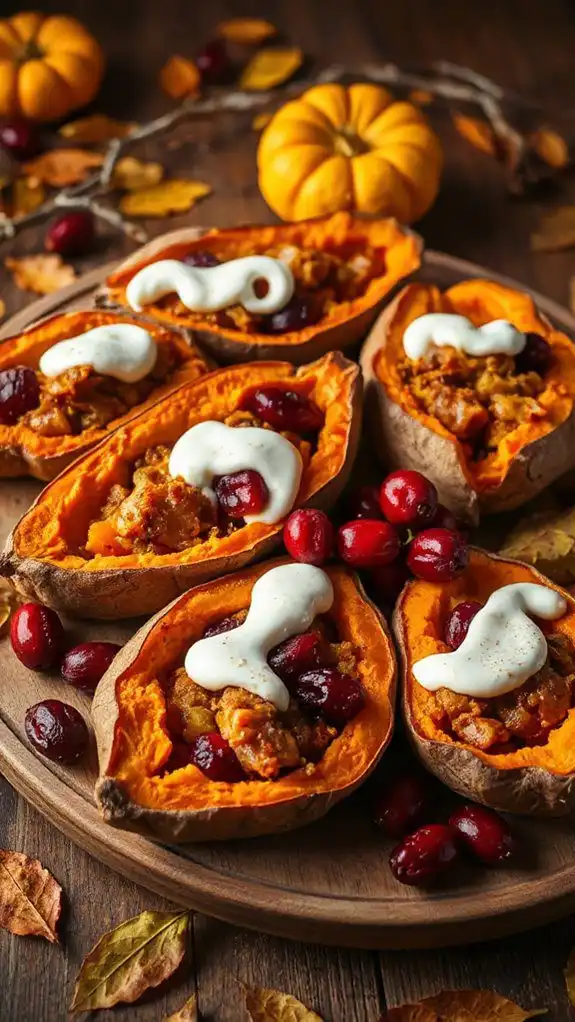 pumpkin spiced cranberry stuffed sweet potatoes