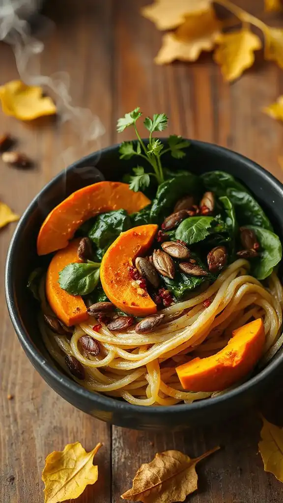 pumpkin spinach noodle bowl