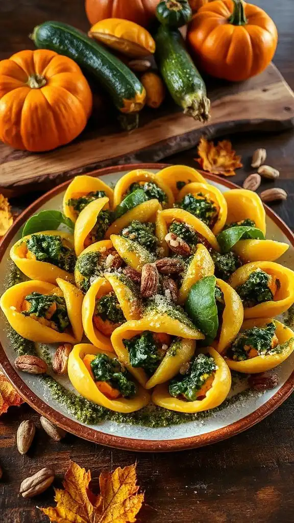 pumpkin spinach pasta shells