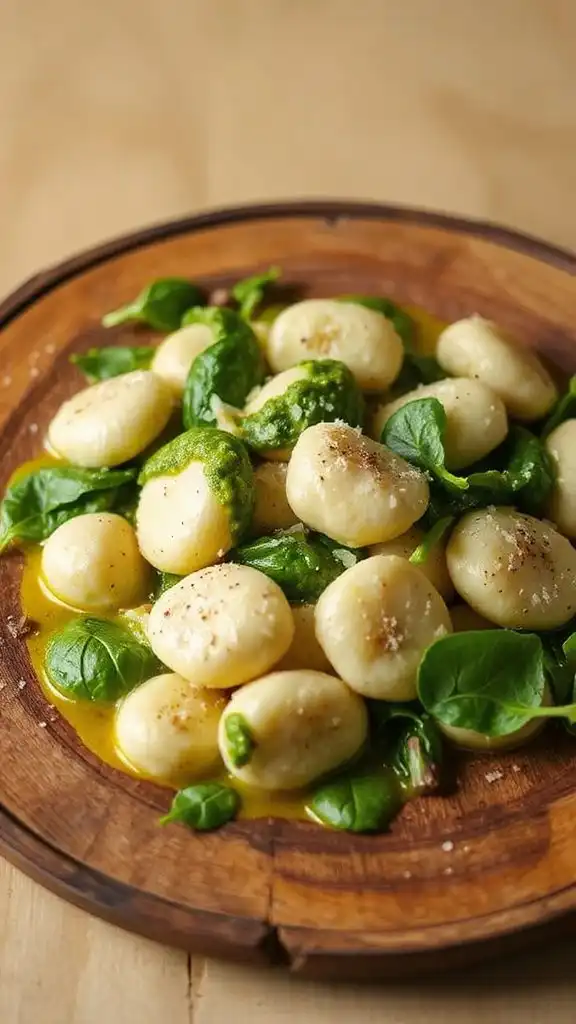 quick spinach basil gnocchi