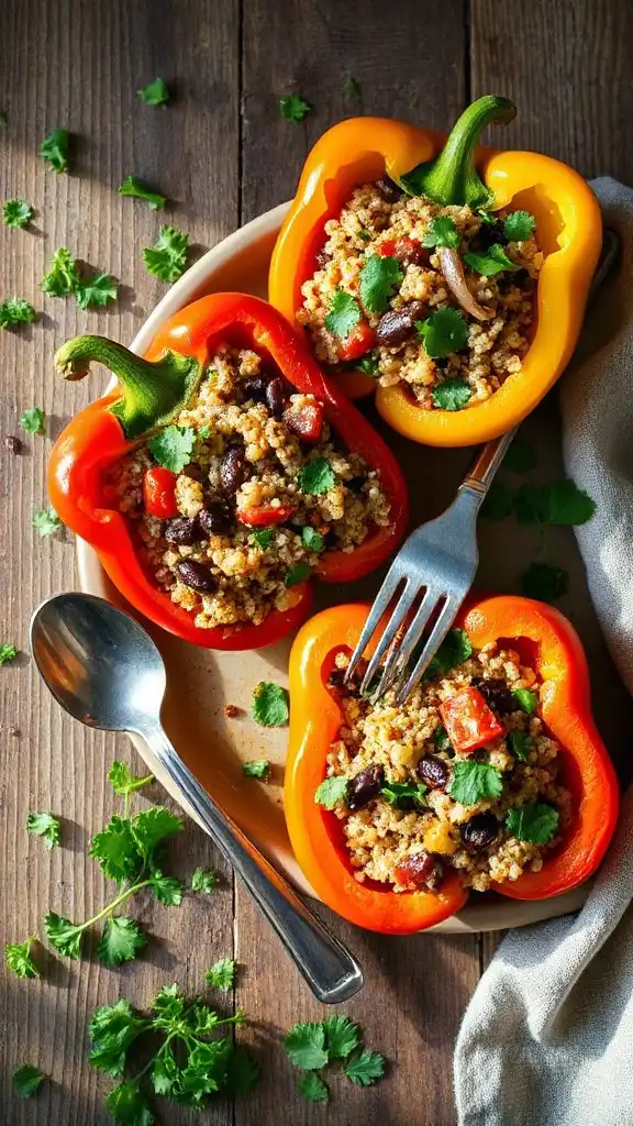 quinoa black bean stuffed peppers