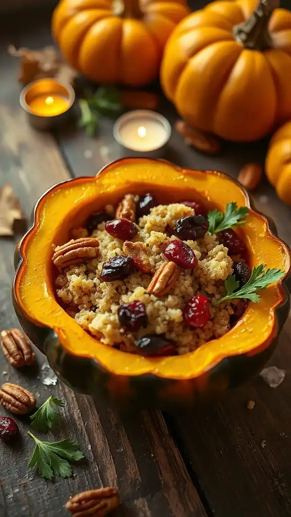 quinoa filled acorn squash delight