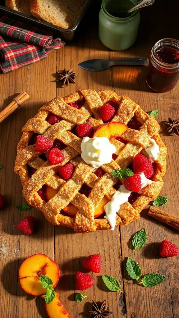 raspberry peach cobbler pie