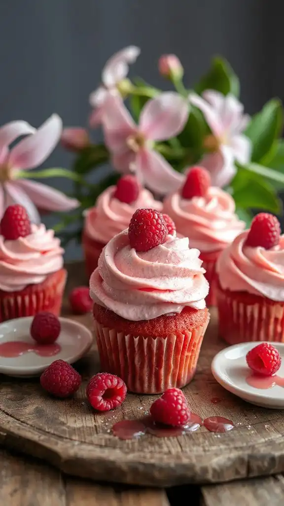 raspberry pink velvet cupcakes