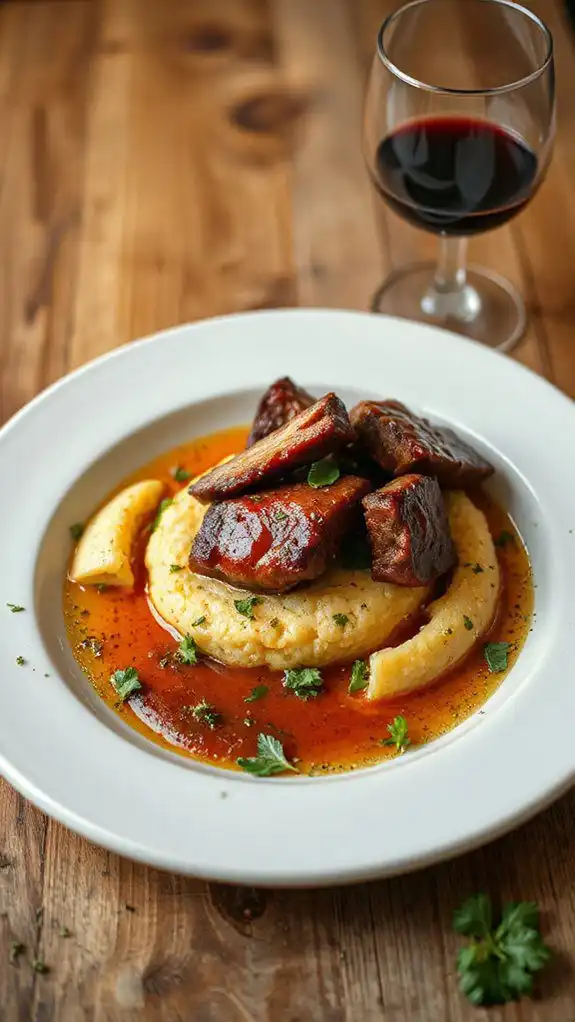 red wine short ribs polenta