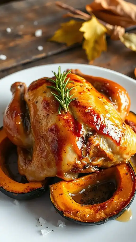 roast chicken and squash
