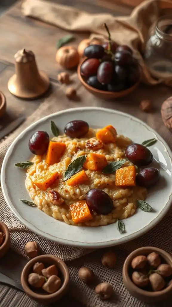 roasted grape butternut squash risotto