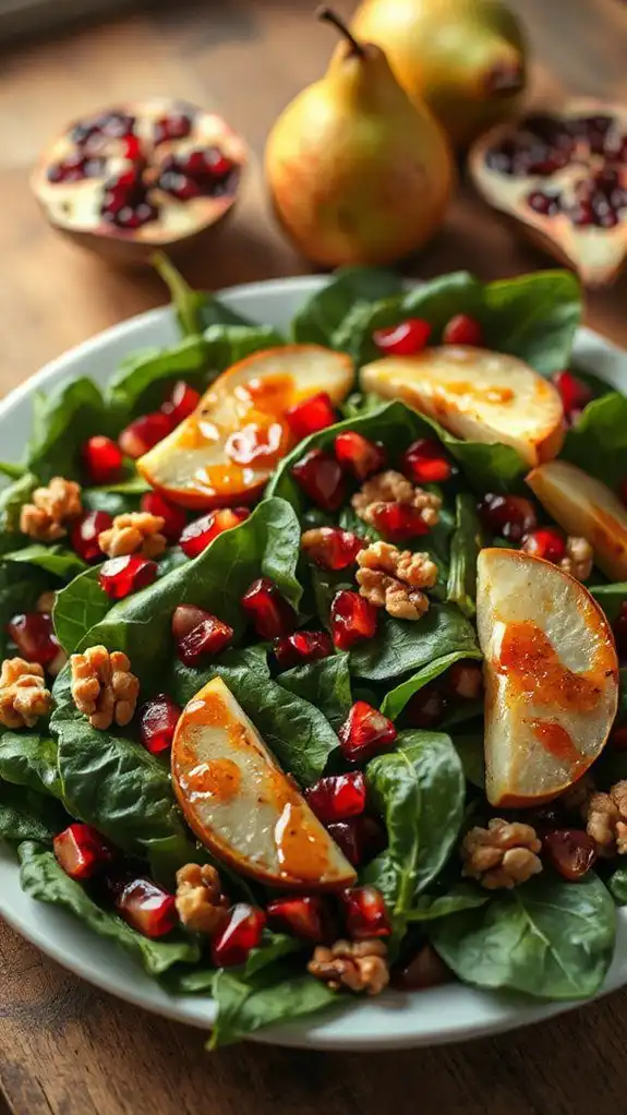 roasted pear spinach salad