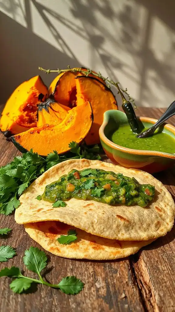 roasted pumpkin cilantro tacos