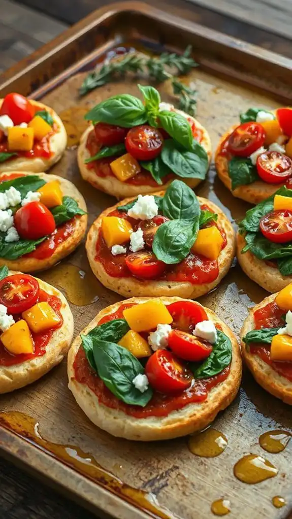 roasted red pepper mini pizzas