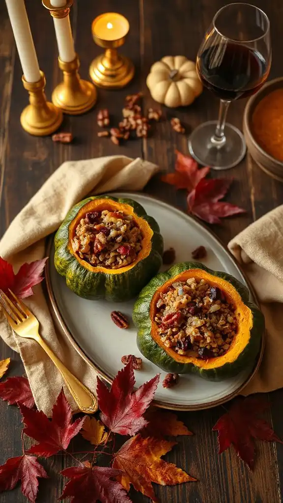 roasted squash filled with rice