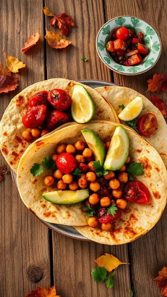 roasted tomato chickpea tacos