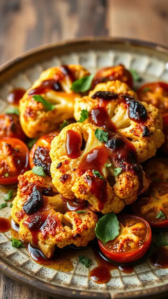roasted tomato miso cauliflower steaks
