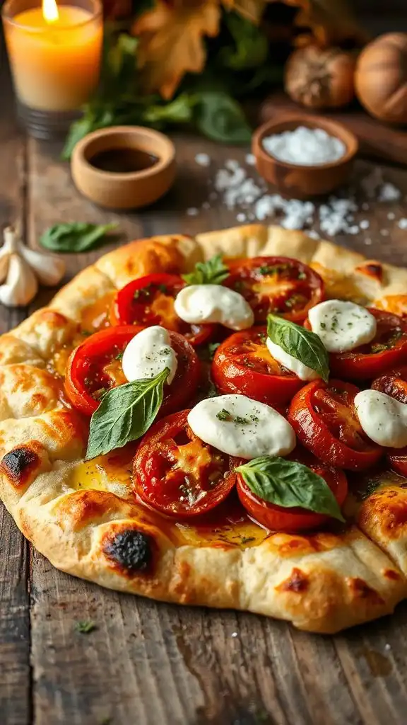 roasted tomato mozzarella flatbread
