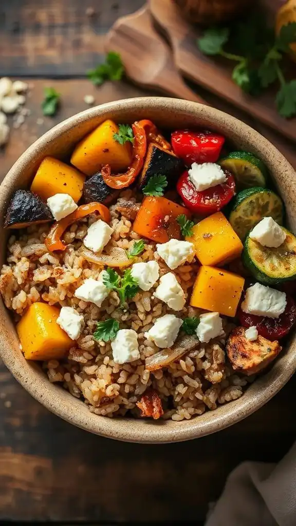 roasted vegetable feta bowl