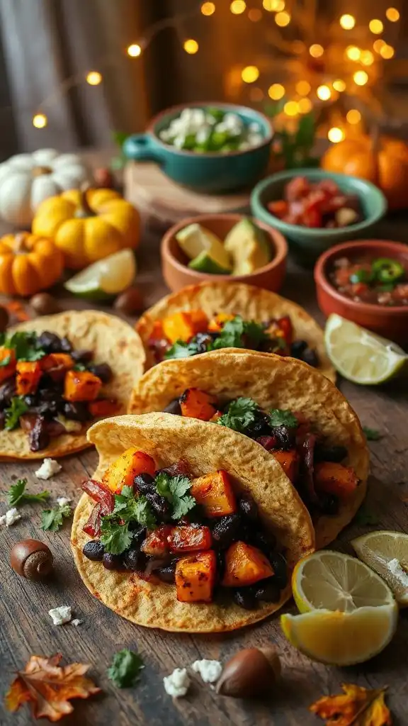 roasted veggie black bean tacos