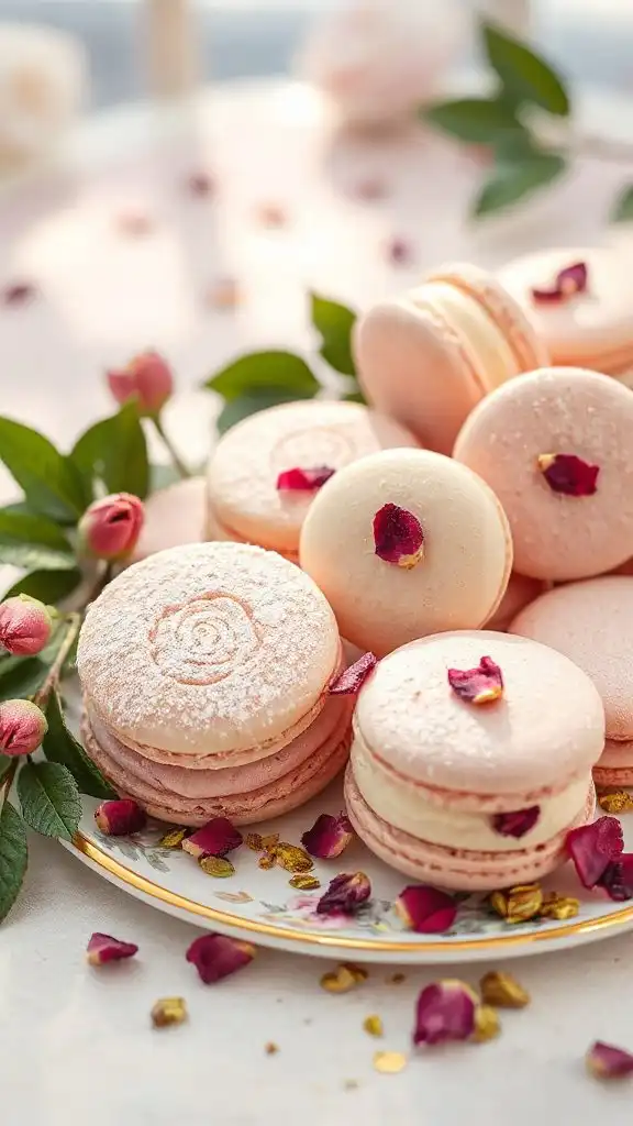 rosewater flavored french macarons