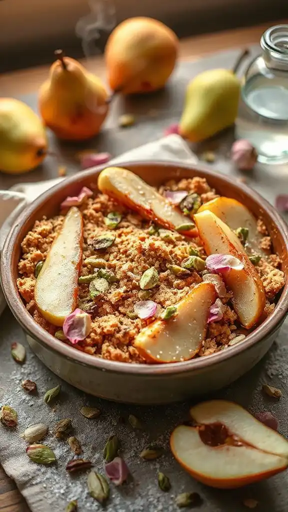 rosewater pear crumble delight