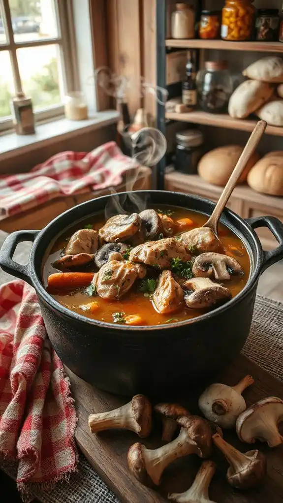 rustic chicken mushroom stew