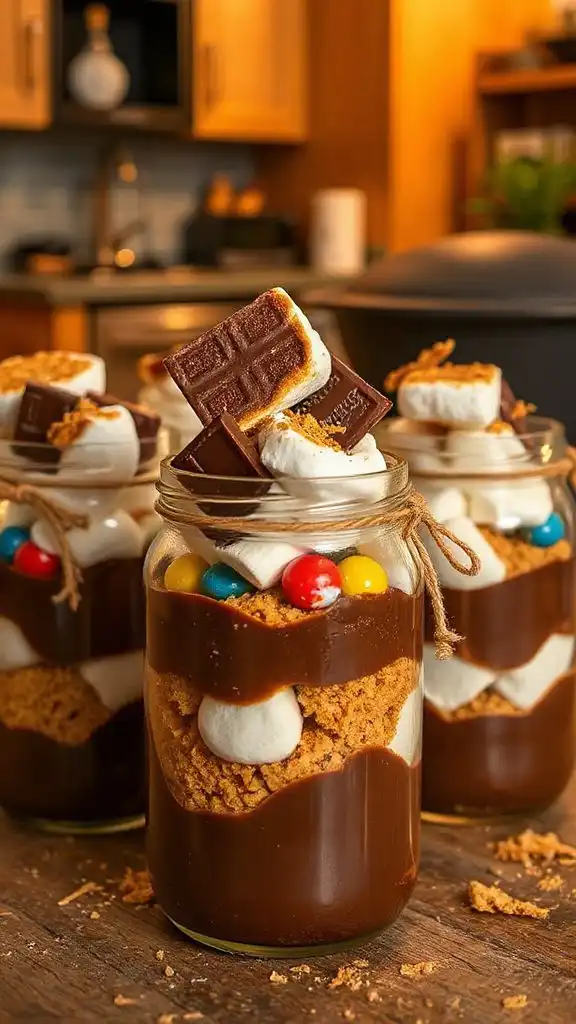 s mores dessert in jars