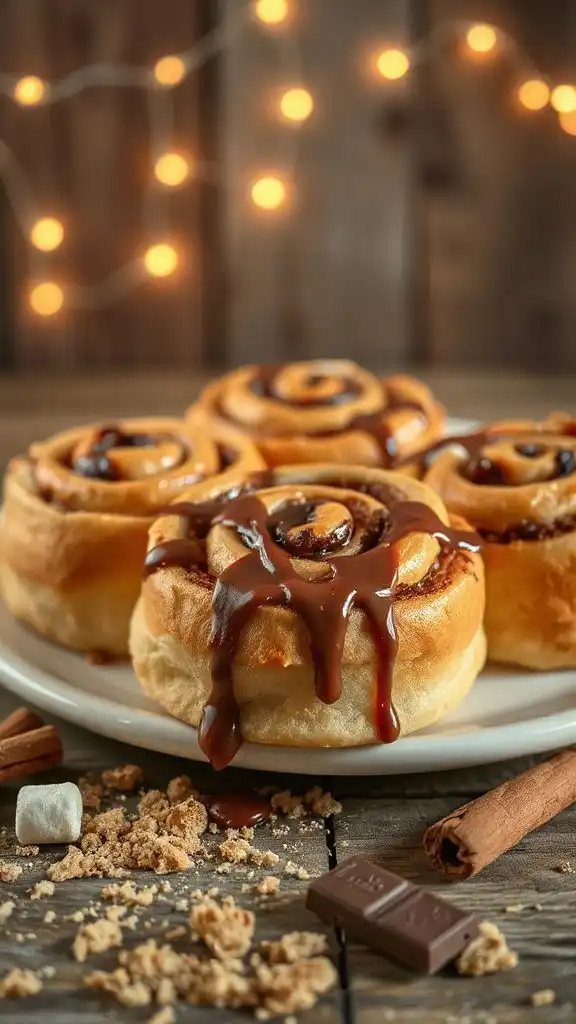s mores inspired cinnamon roll delight
