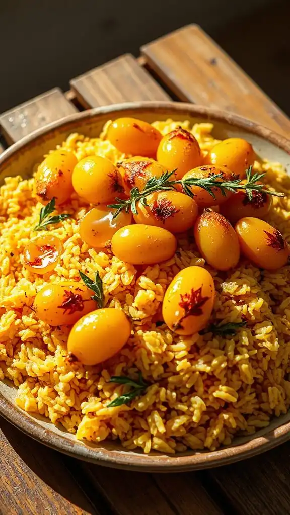 saffron rice with grapes