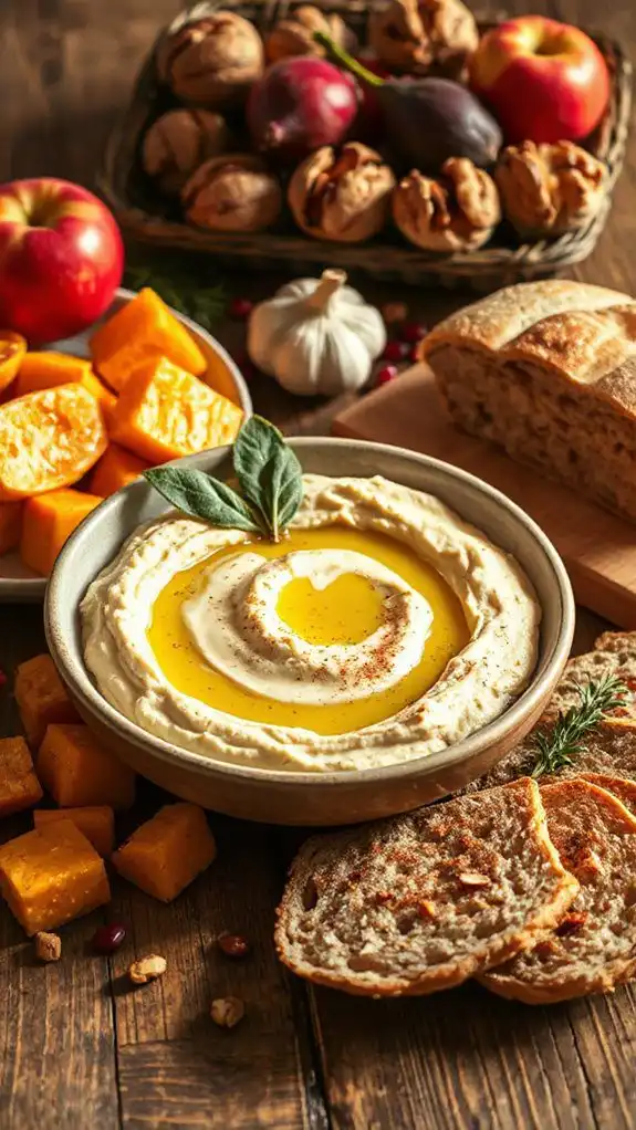 sage infused roasted garlic hummus