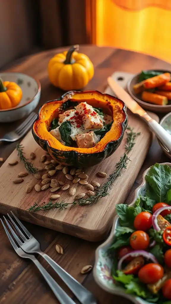 salmon spinach stuffed squash