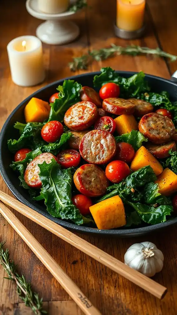 sausage and kale stir fry