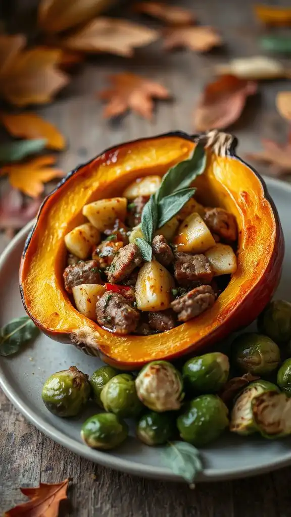 sausage apple stuffed squash
