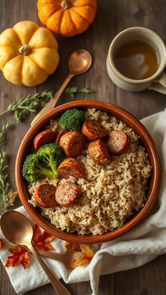 sausage broccoli rice bowl