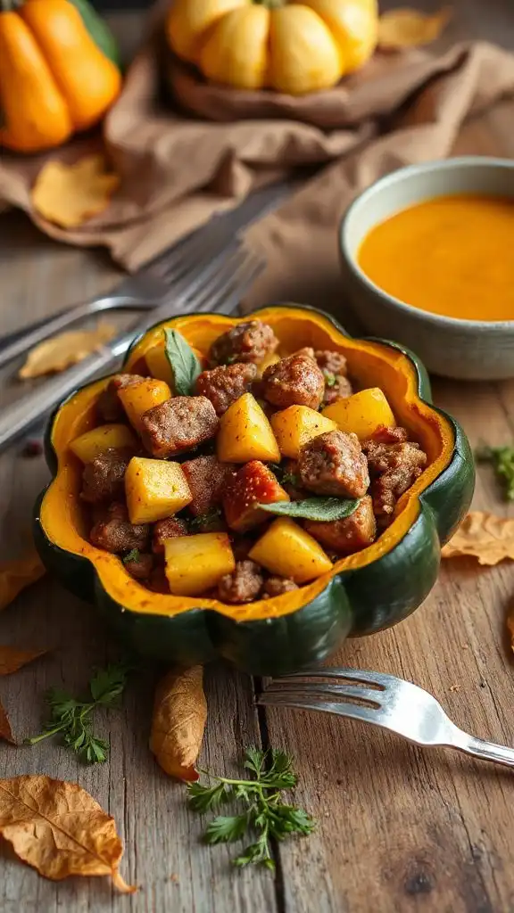 sausage stuffed acorn squash delight