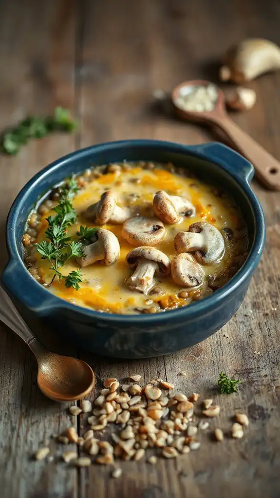 savory barley mushroom casserole