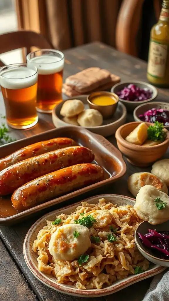 savory bratwurst with dumplings savory bratwurst with dumplings
