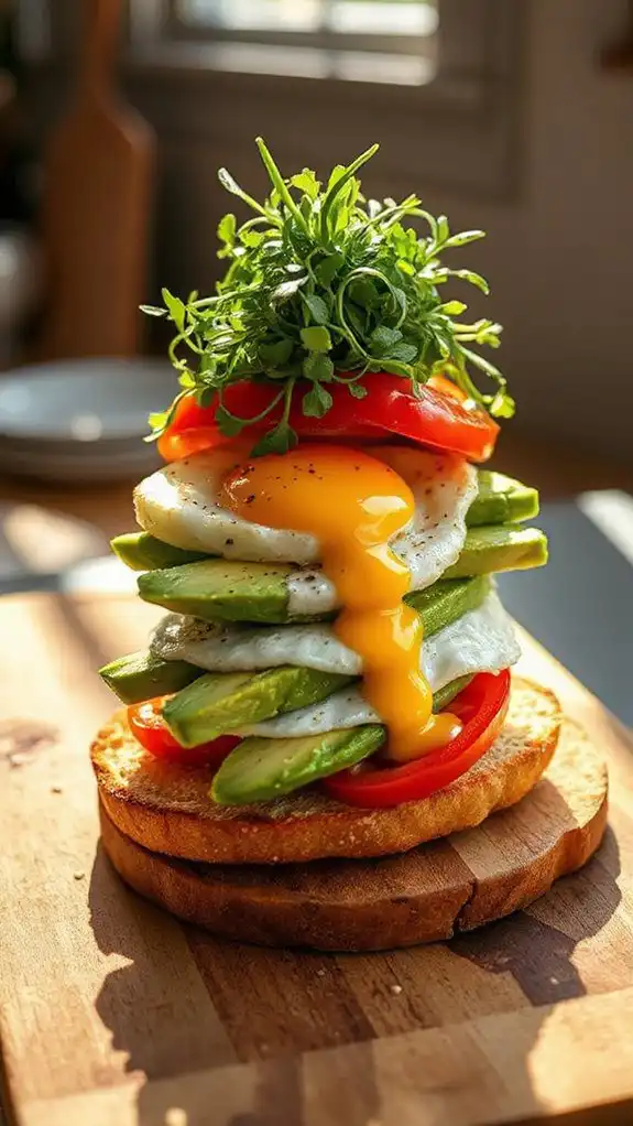 savory egg tomato stack