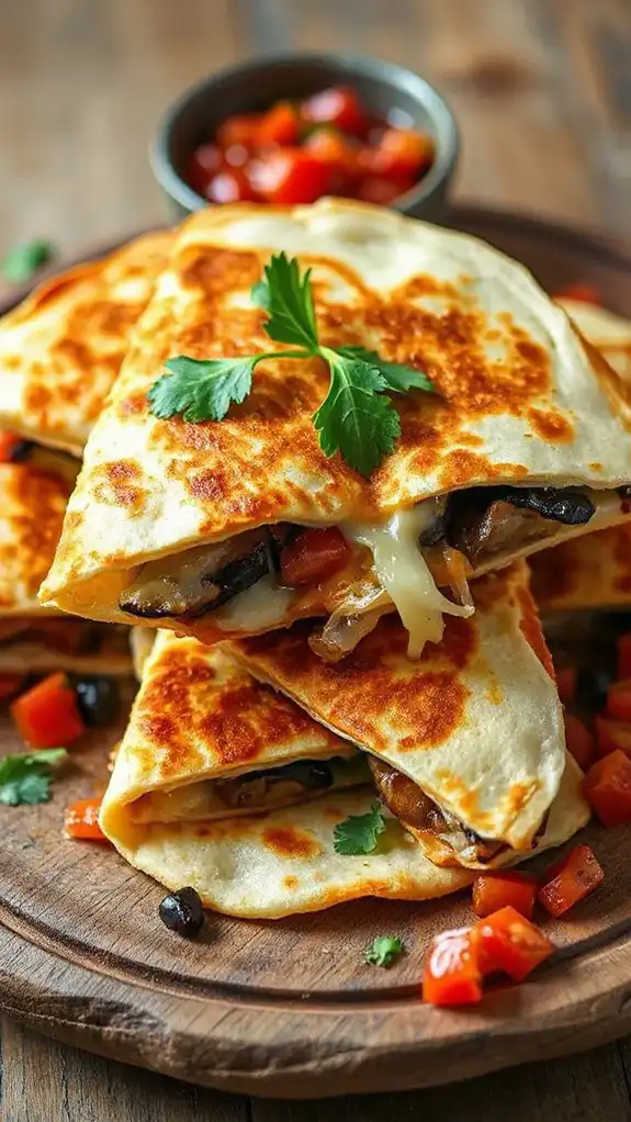 savory eggplant cheese quesadilla