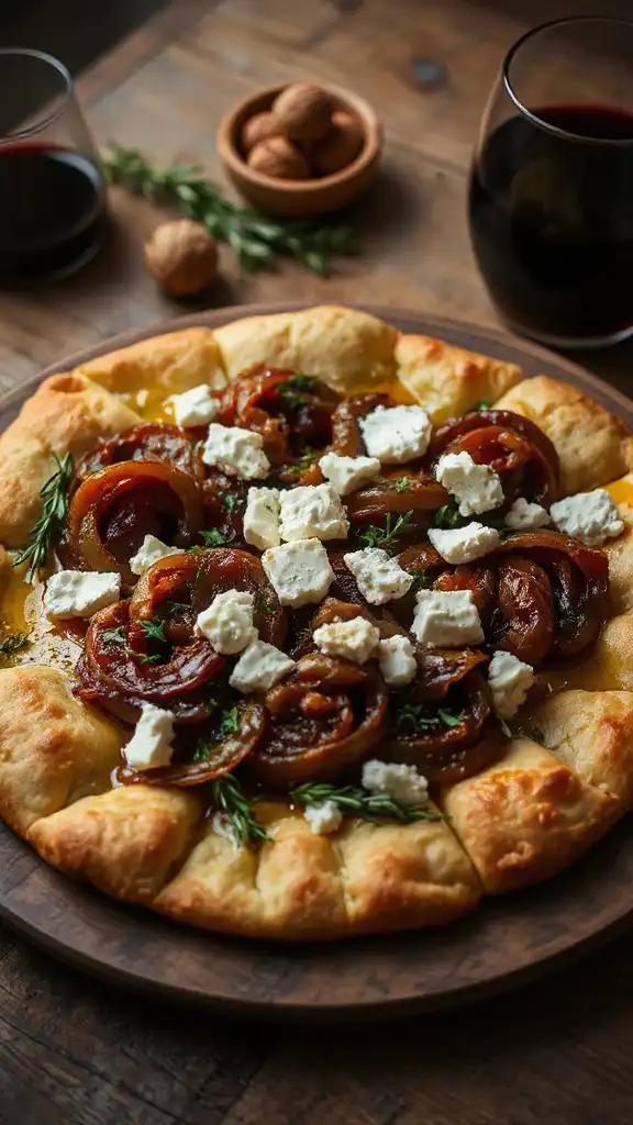 savory flatbread with caramelized onions