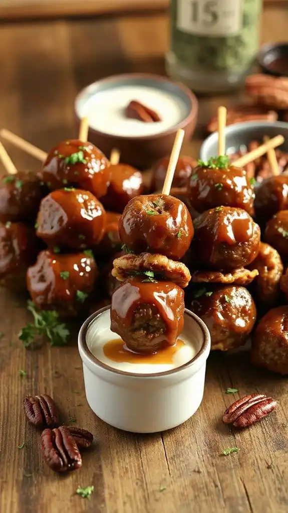 savory glazed meatball skewers