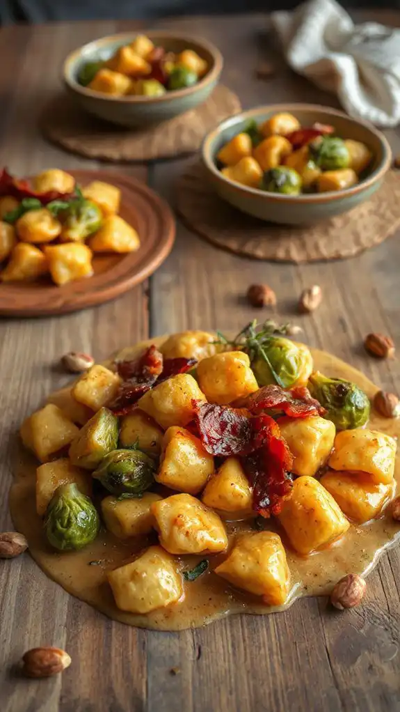 savory gnocchi with brussels sprouts