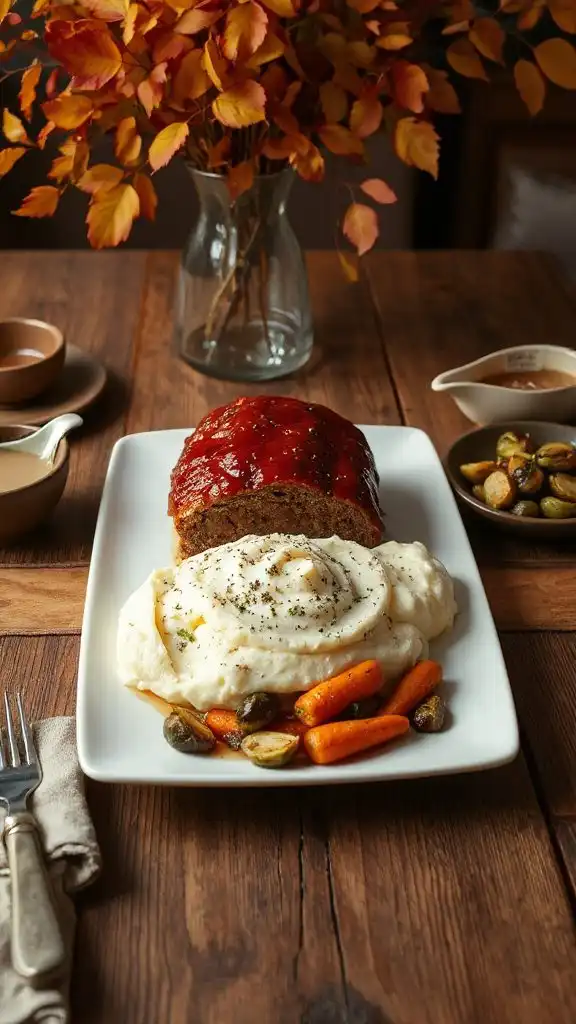 savory meatloaf with potatoes