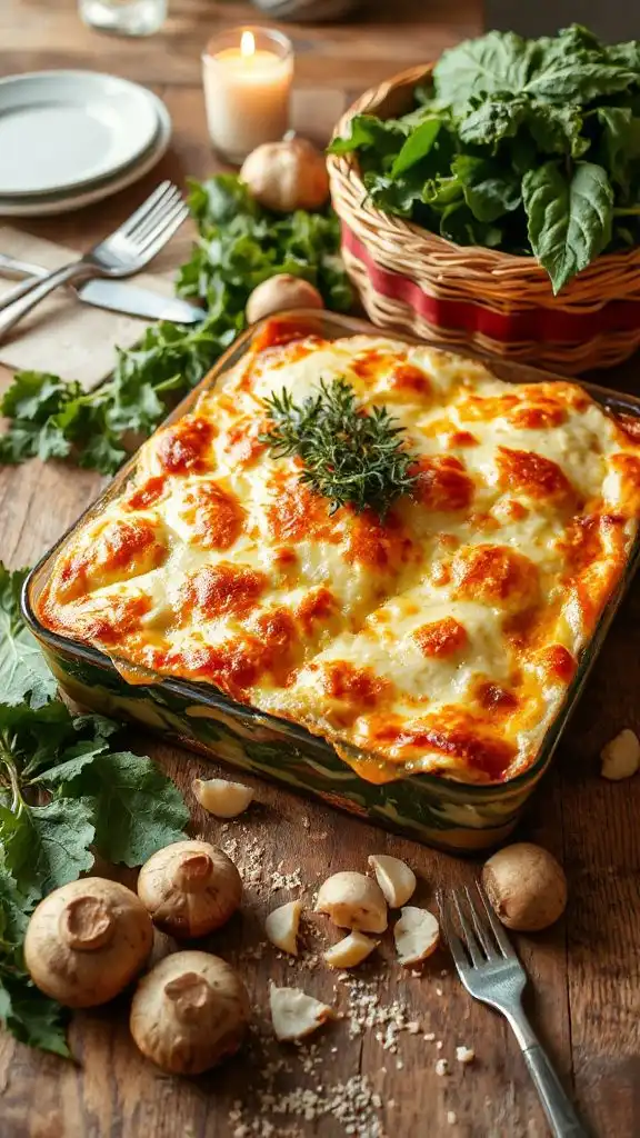 savory mushroom chard lasagna