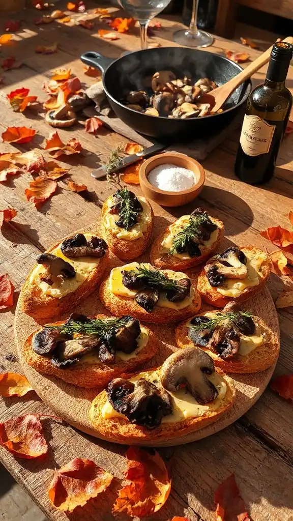 savory mushroom cheese crostini